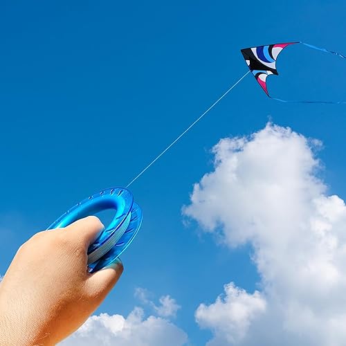 Miniatura 6 de Juego de cometas de aro para niños carrete, mango y línea de 300 pies para cada bobinador de carrete de cometa