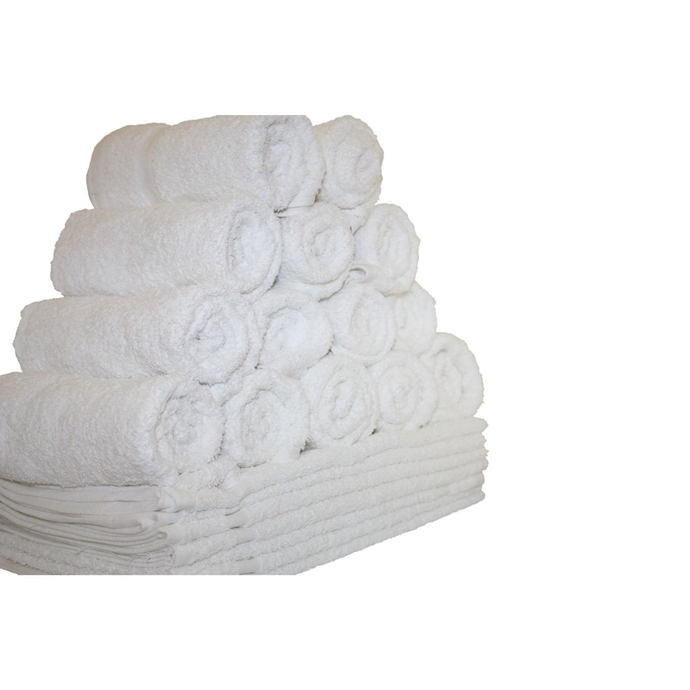 Economy White Washcloths for Bathroom-Motel-Kitchen-Spa-Gym-Salon - All Natural Cotton, Highly Absorbent Motel Grade Face Towels, 12x12 Inches - Eco-Friendly, Bulk-Pack Set of 24