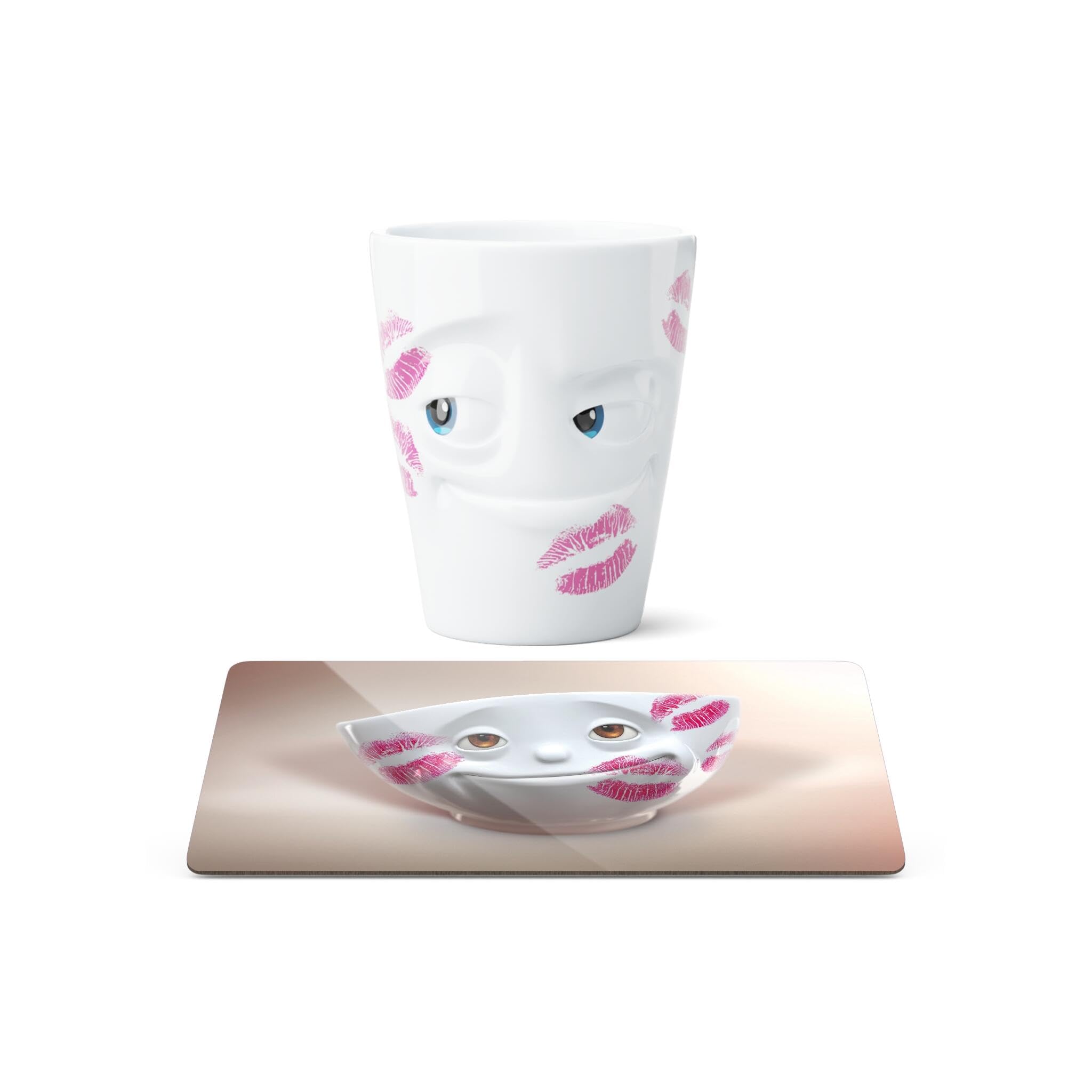 FIFTYEIGHT PRODUCTS Muttertag Henkelbecher Geküsst 350ml Movie Edition & Frühstücksbrettchen Geküsst
