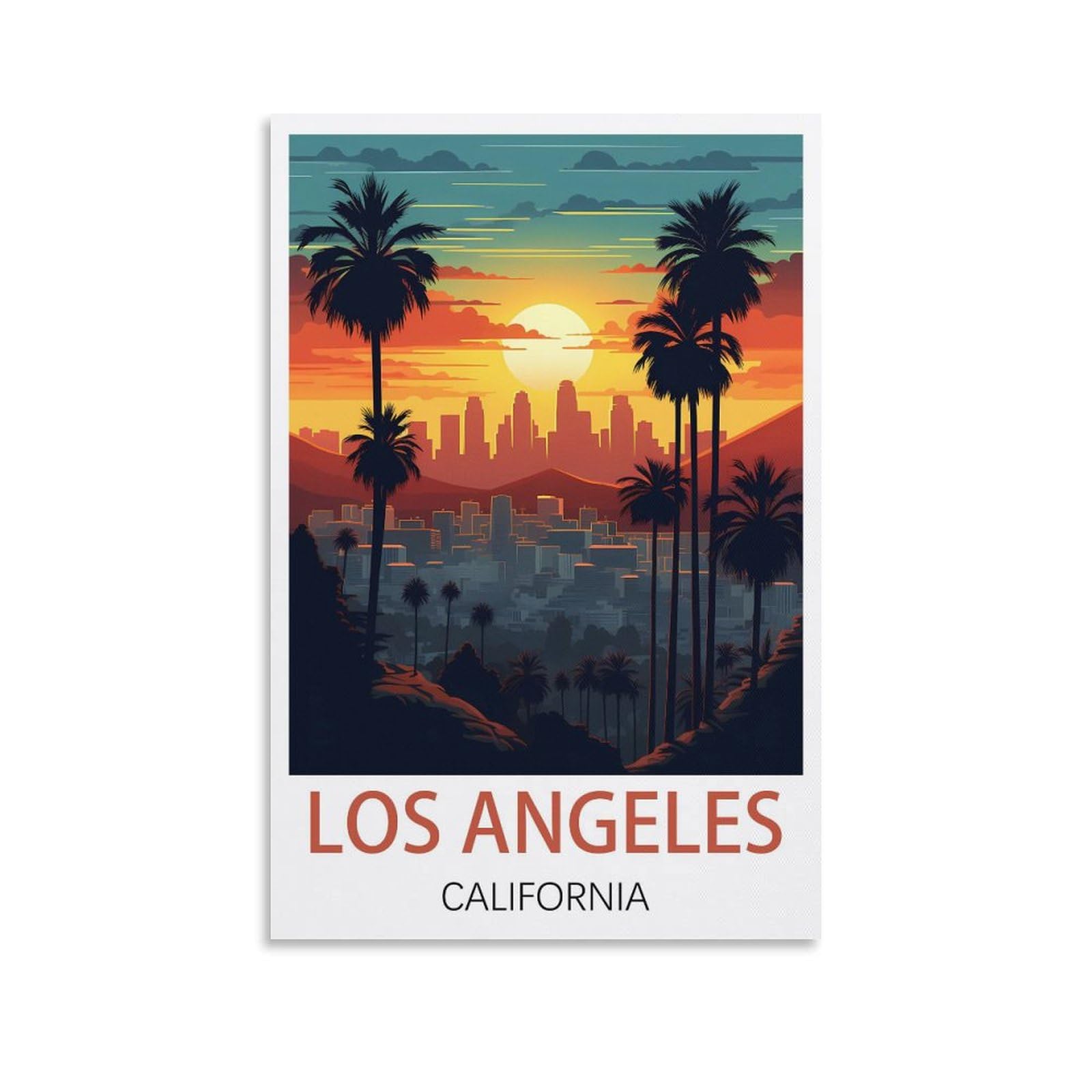 Lcyuaopp Unframe-Style Los Angeles California Vintage Travel Posters 08X12inch(20X30cm) Canvas Art Poster And Wall Art Picture Print Modern Family Bedroom Decor Posters