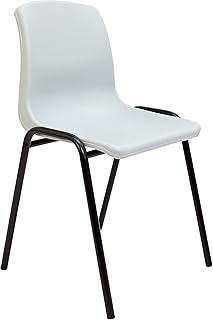 Silla confidente ergonómica, apilable y con estructura negra Asiento y respaldo de PVC de color gris PIQUERAS Y CRESPO Modelo Alborea