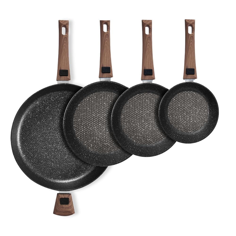 Durandal - Coffret 4 poêles antiadhésives Légende à manches amovibles 20,24,28,32cm -Batterie de cuisine compatible four,induction