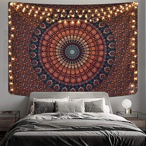 Lyacmy Bohemian Mandala Tapestry Hippie Tapestries Psychedelic Peacock Boho Tapestry Wall Hanging For Bedroom thumb #3