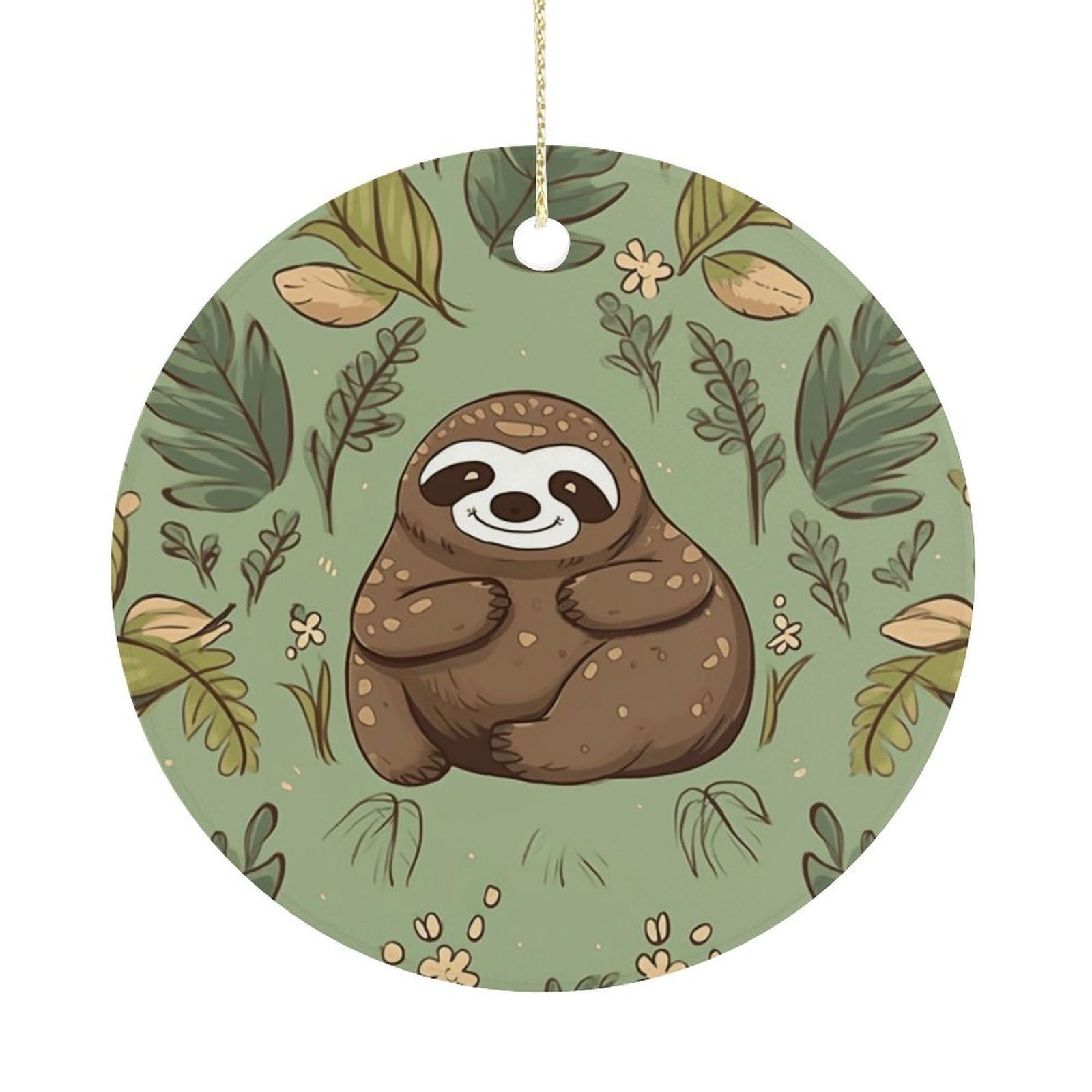 Adfgyerh Women's Style Sloth On The Grass Hanging Ceramic Ornaments, Christmas Tree Decorations, Funny Home Decor Gifts For Sisters & Work Best Friends