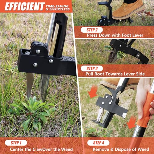 image for POOSIDE Weed Puller Tool, Gardening Stand-Up Weeder Puller with Ergono
