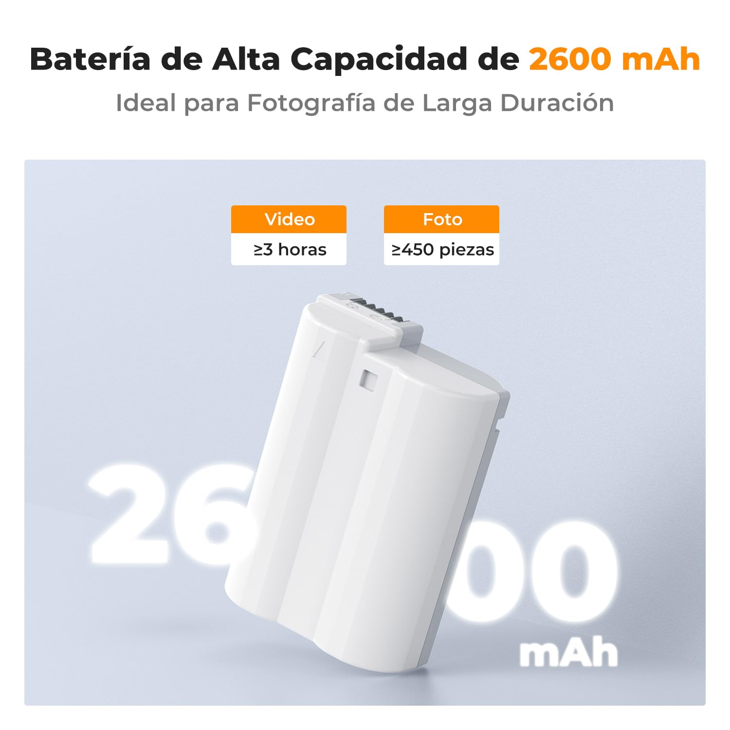 K&F CONCEPT 2600mAh EN-EL15C Batería, USB C 2.5H Fast Chraging Batería Compatible con Cámara Nikon Z8, Z7, Z6, Z7ii, Z6ii, Z5, D850, D810, D810A, D780, D750, D610, D500, D7500, D7200