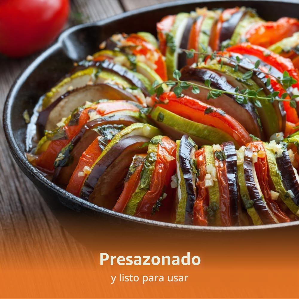 TEXAS CLUB - Sartén grande de hierro fundido, 30 cm - Sartén con mango de metal para parrilla y barbacoa