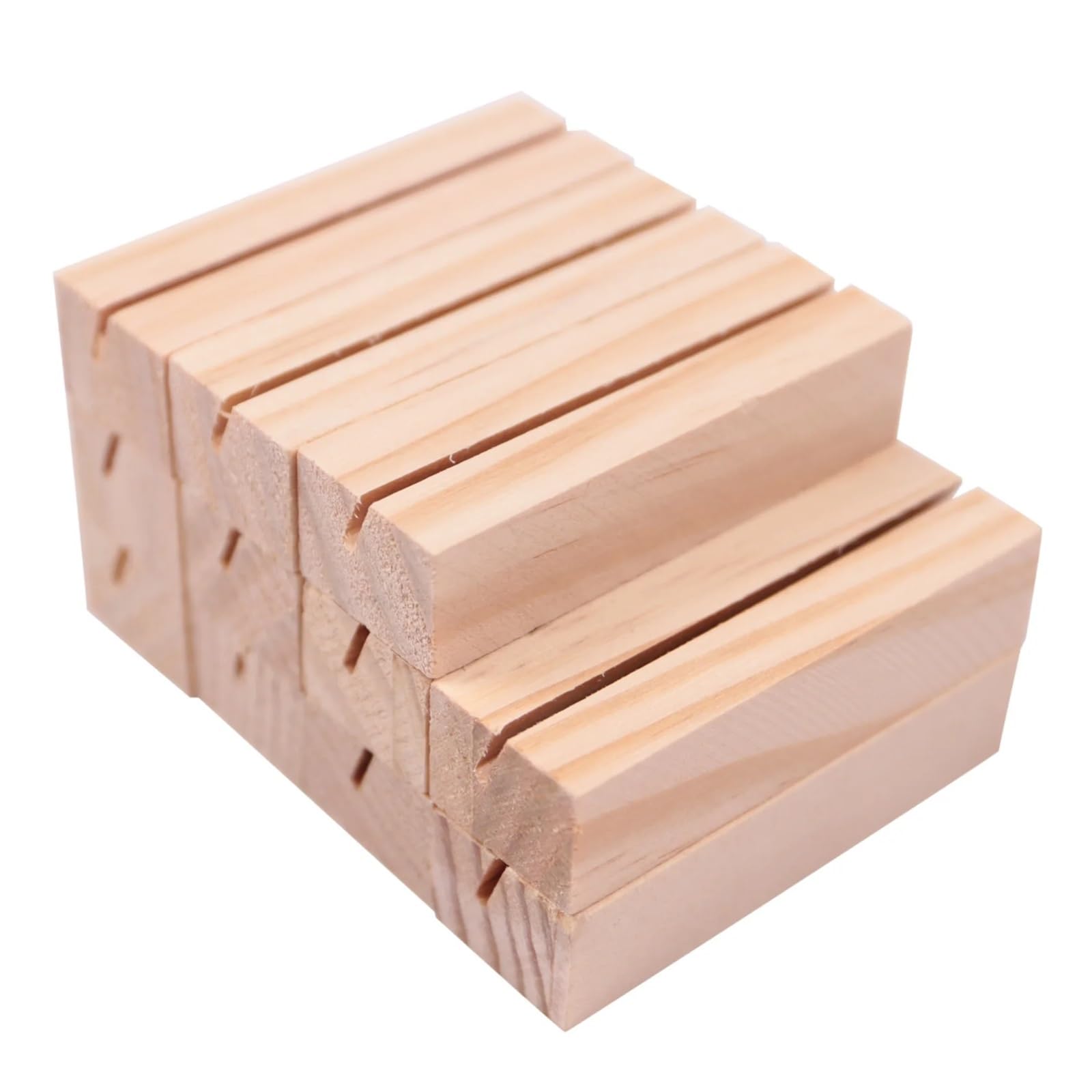 GOXQIT 40Pieces Wood Place Card Holders, Wooden Table Number Holder Memo Stand Desktop Message Crafts For Wedding Decora For Party