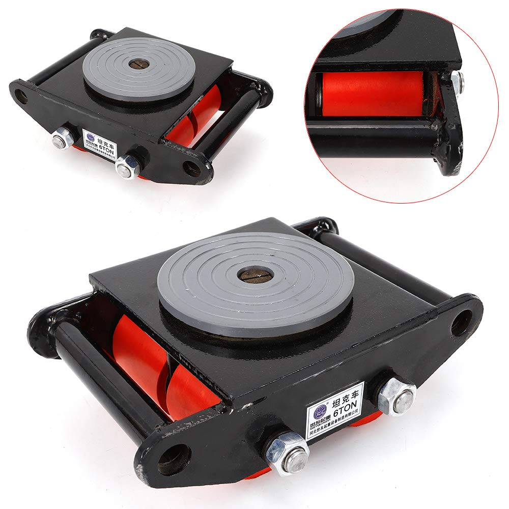 Carrello Trasporto Industriale Da 8T - Skate Mover Con Ruote In PU Per Macchinari Pesanti, Nero - Foto 2