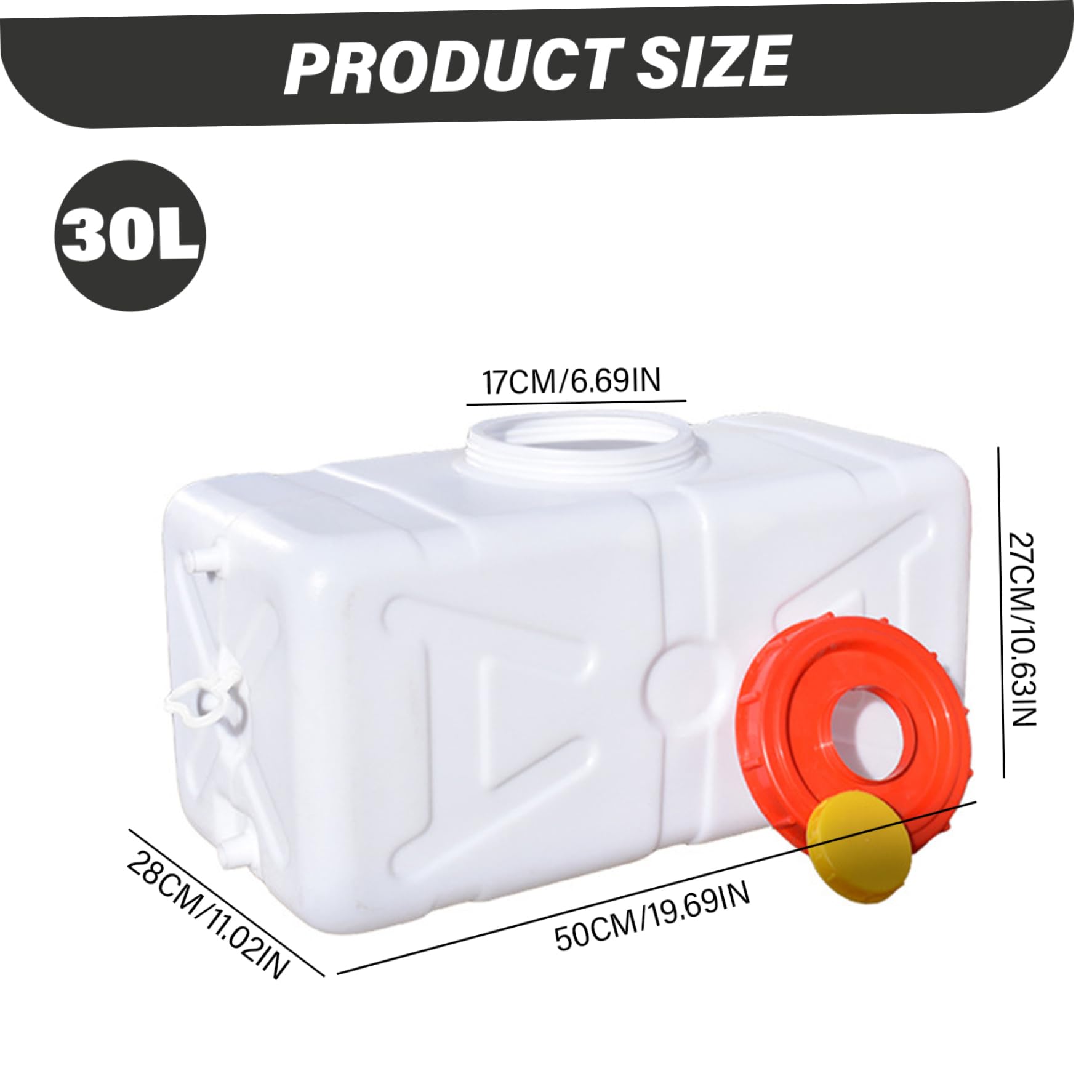 Serbatoio dell'acqua portatile, contenitori per lo stoccaggio dell'acqua in plastica da 30 litri con rubinetto e tubo flessibile per campeggio, , camion, preparazione alle emergenze, contenitor