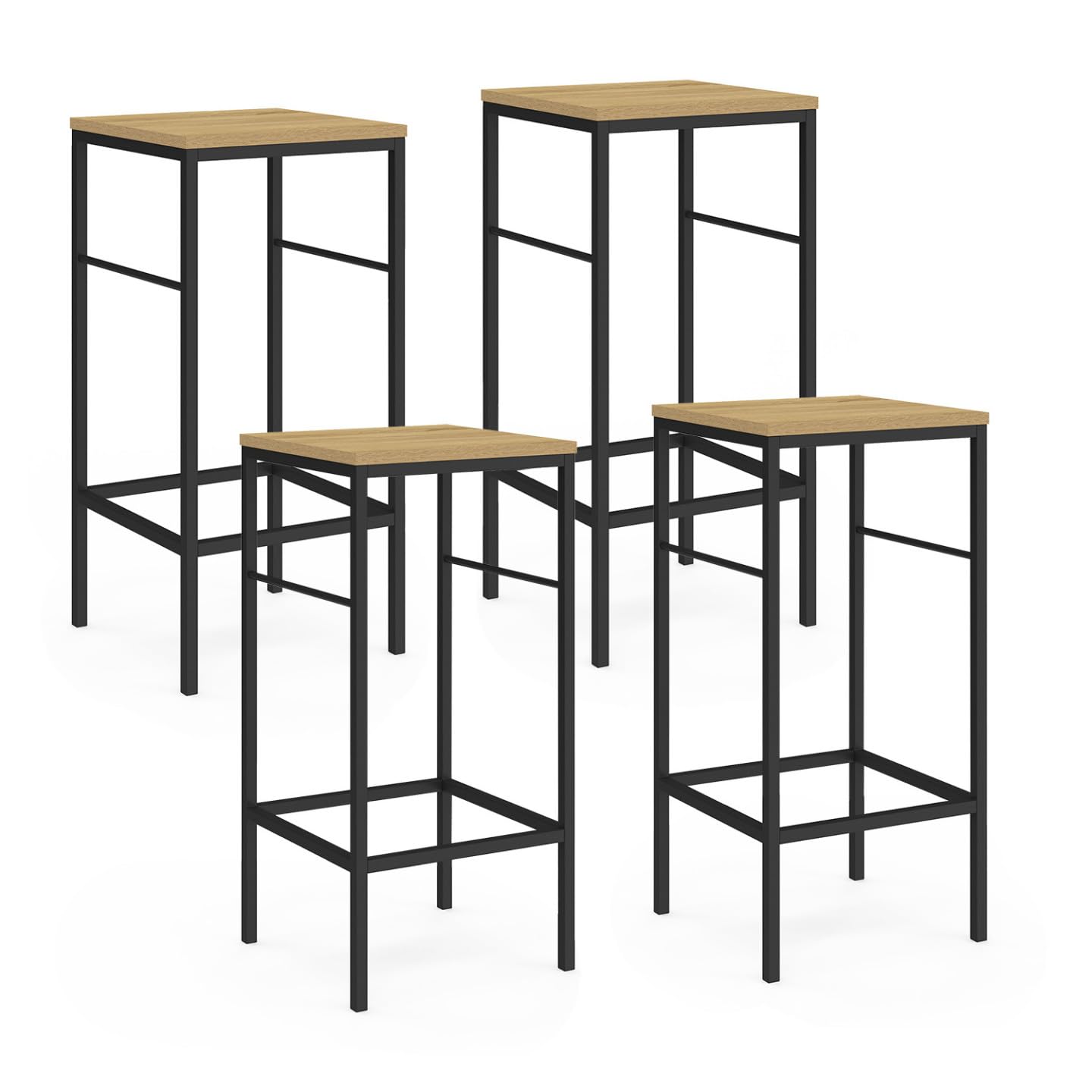 IDMarket - Lot de 4 tabourets de Bar Detroit Design Industriel