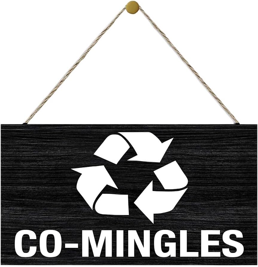 Co-Mingles Recycled Wood Wall Art with Recycle Symbol 6x12 Inch, Eco Friendly Wall Decoration for Home Office