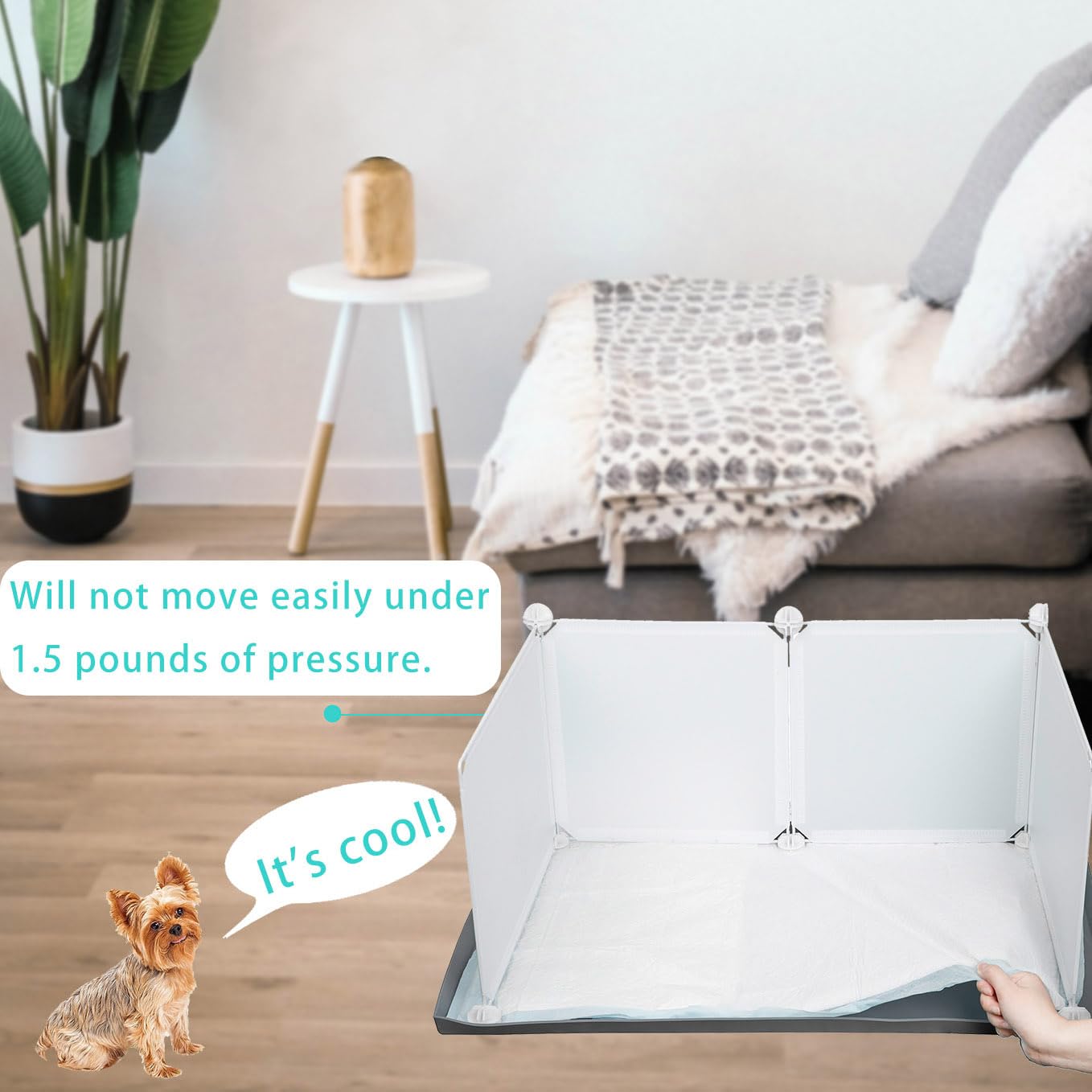 Caja de arena con paredes altas, orinal interior para perros pequeños y medianos, bandeja para almohadillas de orina sin derrames, para la mayoría de almohadillas de entrenamiento, fácil de limpiar