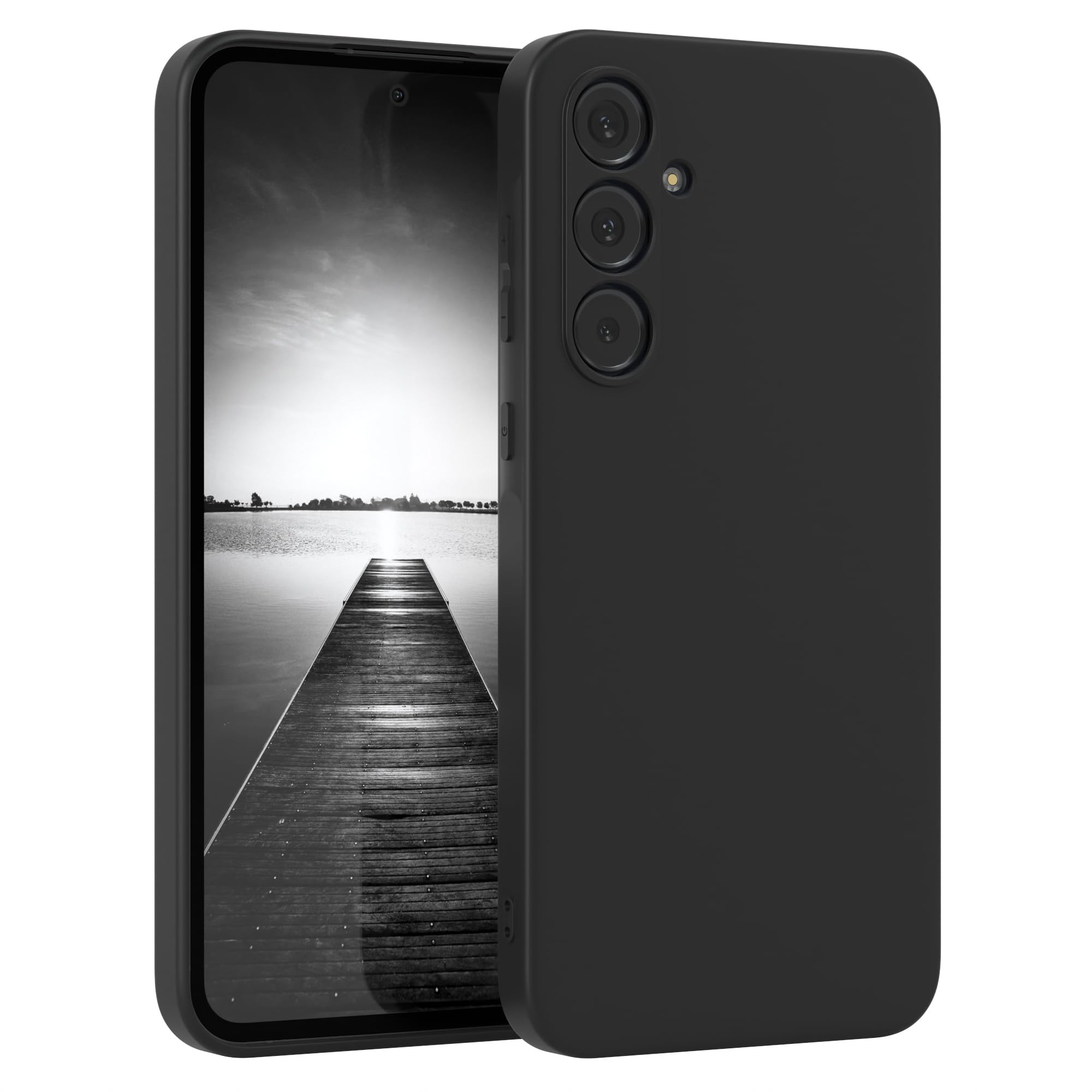 EAZY CASE - Silikonhülle für Samsung Galaxy A55 Hülle Silikon Case Schwarz stoßfeste Handyhülle Galaxy A55 Schutzhülle mit Kameraschutz Dünn Premium Schutz Cover TPU Phone Bumper in Schwarz Matt