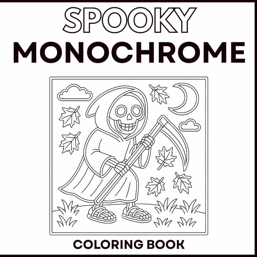 Spooky Monochrome Coloring Book for Adults: Dark Aesthetic Halloween Designs for Men, Women and Teens featuring Macabre Scenes and Haunted Art for Mindful One Pen Coloring