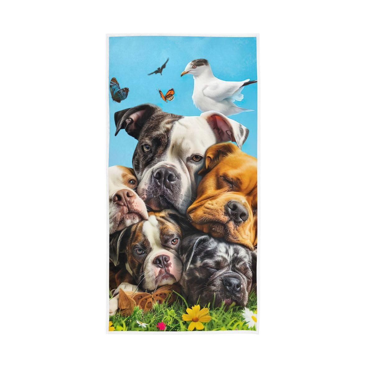 LSRCPD Cute Dogs Butterfly Hand Towels, Decorative Towels for Hand, Face, Hair, Yoga, Kitchen, Bath 15 x 30 Inches