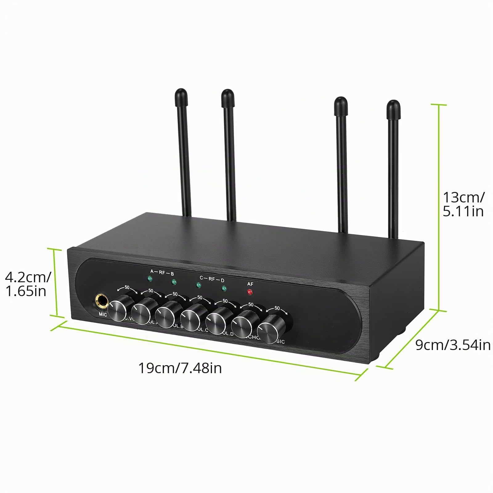 LiNKFOR Set di Microfoni Senza Fili Sistema con Echo UHF Sistema Microfonico Wireless Portatile a 4 Canali Volume e Frequenza Regolabile Microfonico Wireless con Ricevitore per Karaoke DJ Matrimoni