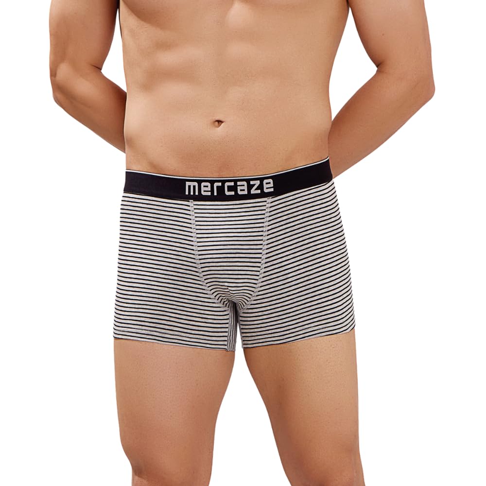 Men's Underwear Trunk - Breathable Comfort Fit- Super Combed Cotton Spandex Striped Innerwear for Men, M121- Ultra Soft, Comfort Fit, 4 Way Flex, Quick Dry, Breathable Fabric - Grey, Large-image-33
