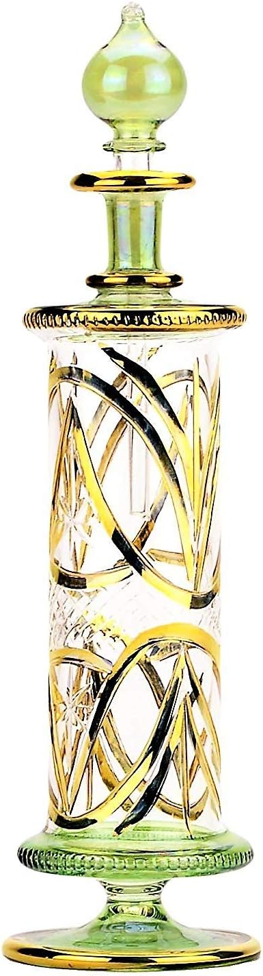 NileCart Large Egyptian Perfume Bottles, Handmade Glass with Gold Accents, 120 ml, Decorative Fragrance Containers (Blue)