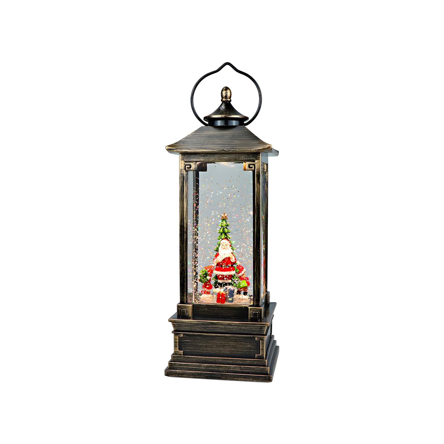Avilia Lanterna Natalizia Animata con Musica e Luci Led 29x14x14cm - Ideale per Decorare Casa Durante le Feste Natalizie - Realizzata in Materiali Resistenti e Dipinta a Mano si Adatta ad Ogni Casa