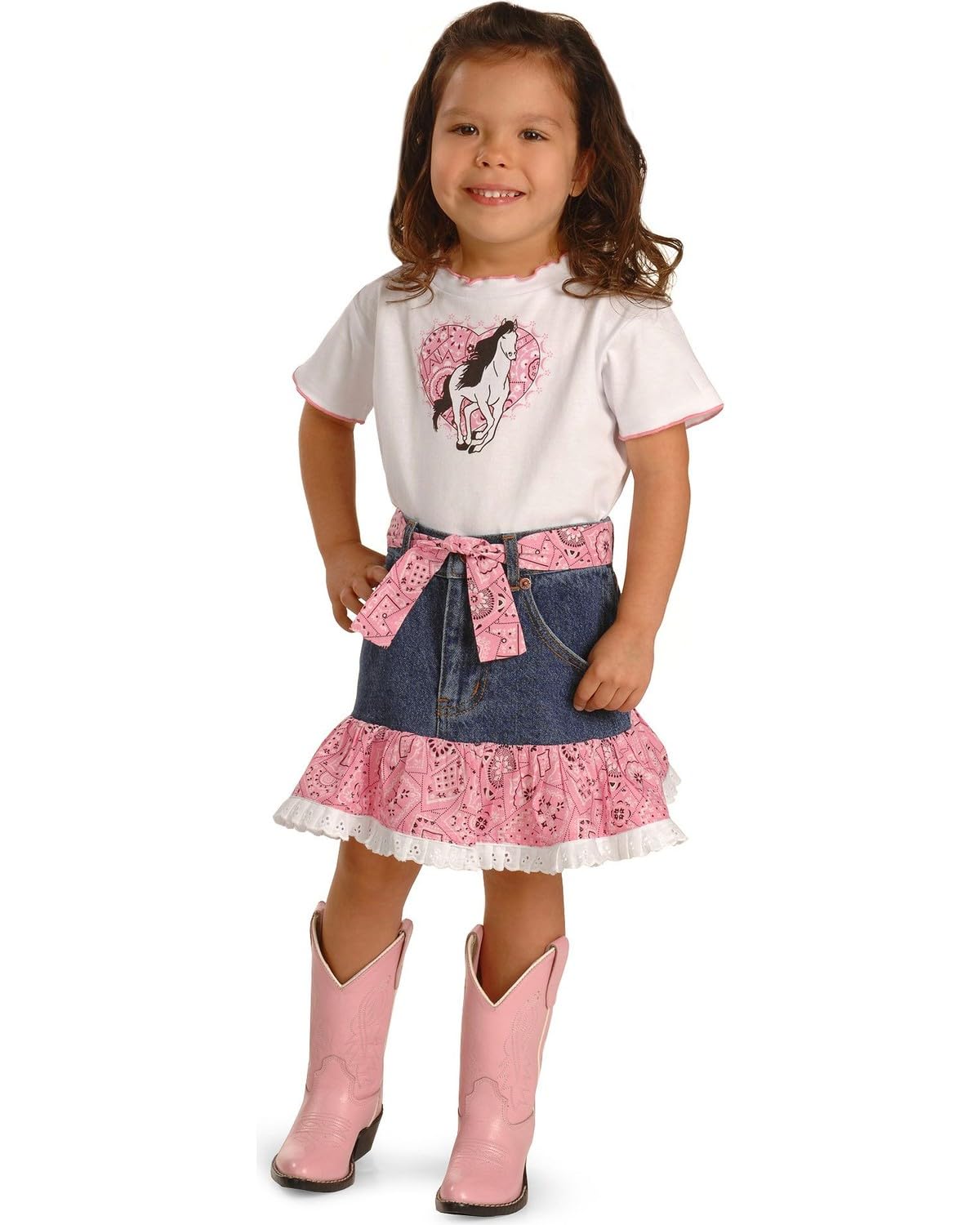 Girls Horse Bandana Skirt Set