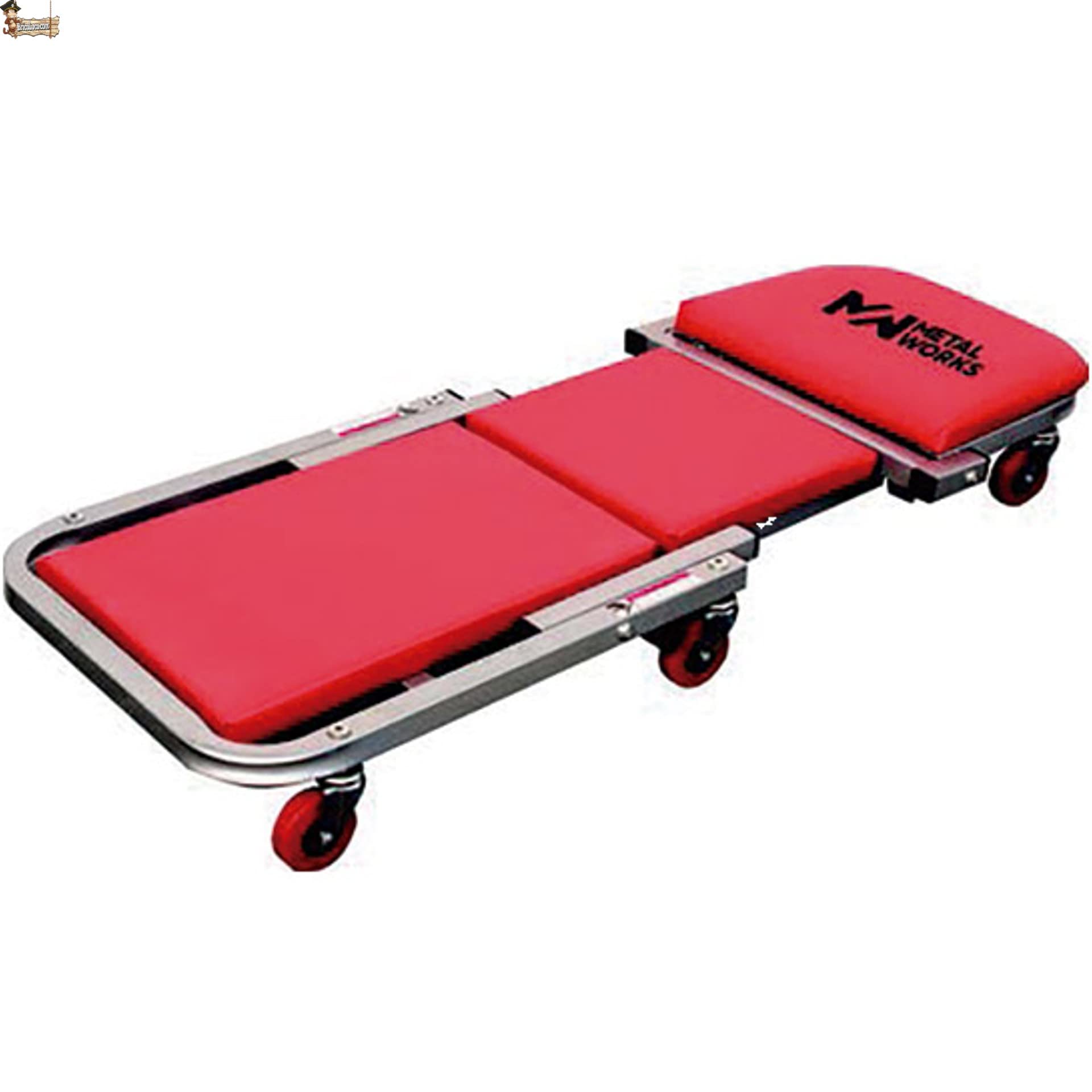 BricoLoco.com Camilla mecánico Convertible en Taburete de Montaje. Ruedas giratorias multidirección. Asiento de Montaje Acolchado. Estructura Acero.