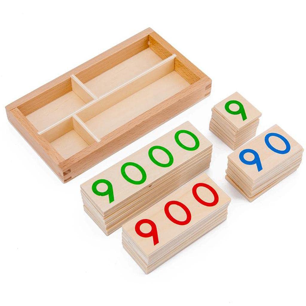 SM SunniMix Math Comptage Montessori Mathématiques 1-9000 en Bois calculerer Mathématiques Préscolaire Éducatifs Nombre Cartes pour Enfants 6