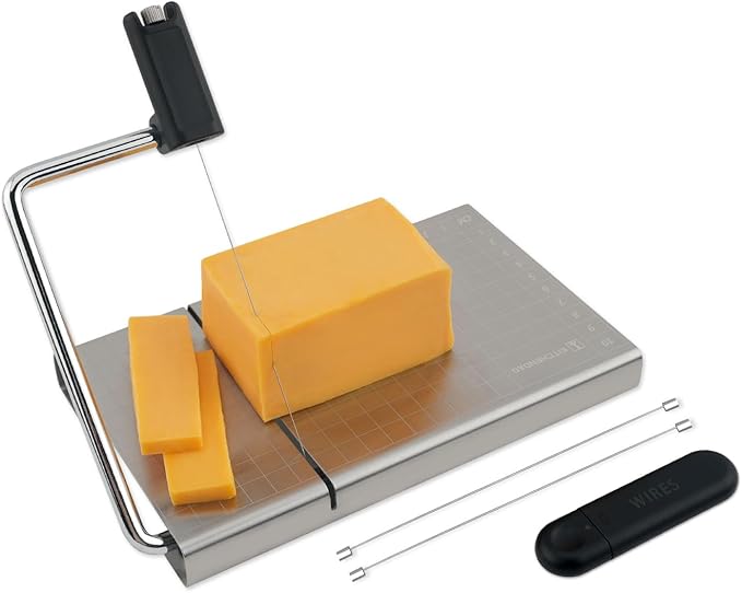 KITCHENDAO Replaceable Wire Cheese Slicer with Board and Measuring