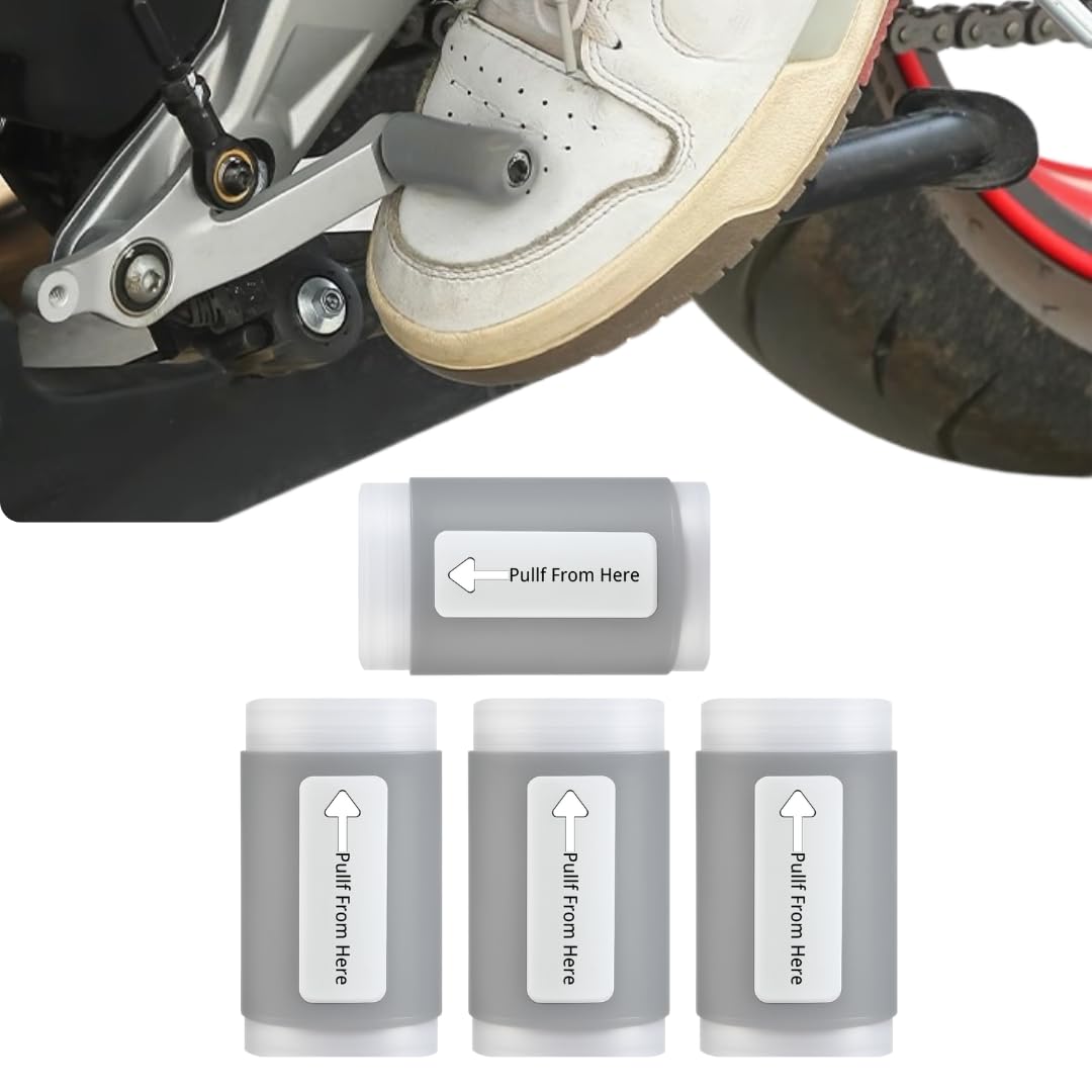 4PCS Motorcycle Shoe Protector – Gear Shift Cover Pads for Motorcycle Shoes – Rubber Shifter Boot Cover for Men & Women – Motorcycle Accessories for Gear Protection – Easy to Install for Riding(Gray)