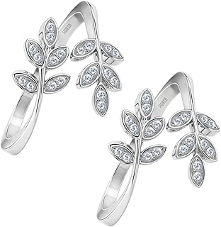 highspark 925 Silver Toe Rings for Women | 92.5 Sterling Silver Adjustable Contemporary Style & Stunning Shine | Lovely Gift - Leaf-picture-21