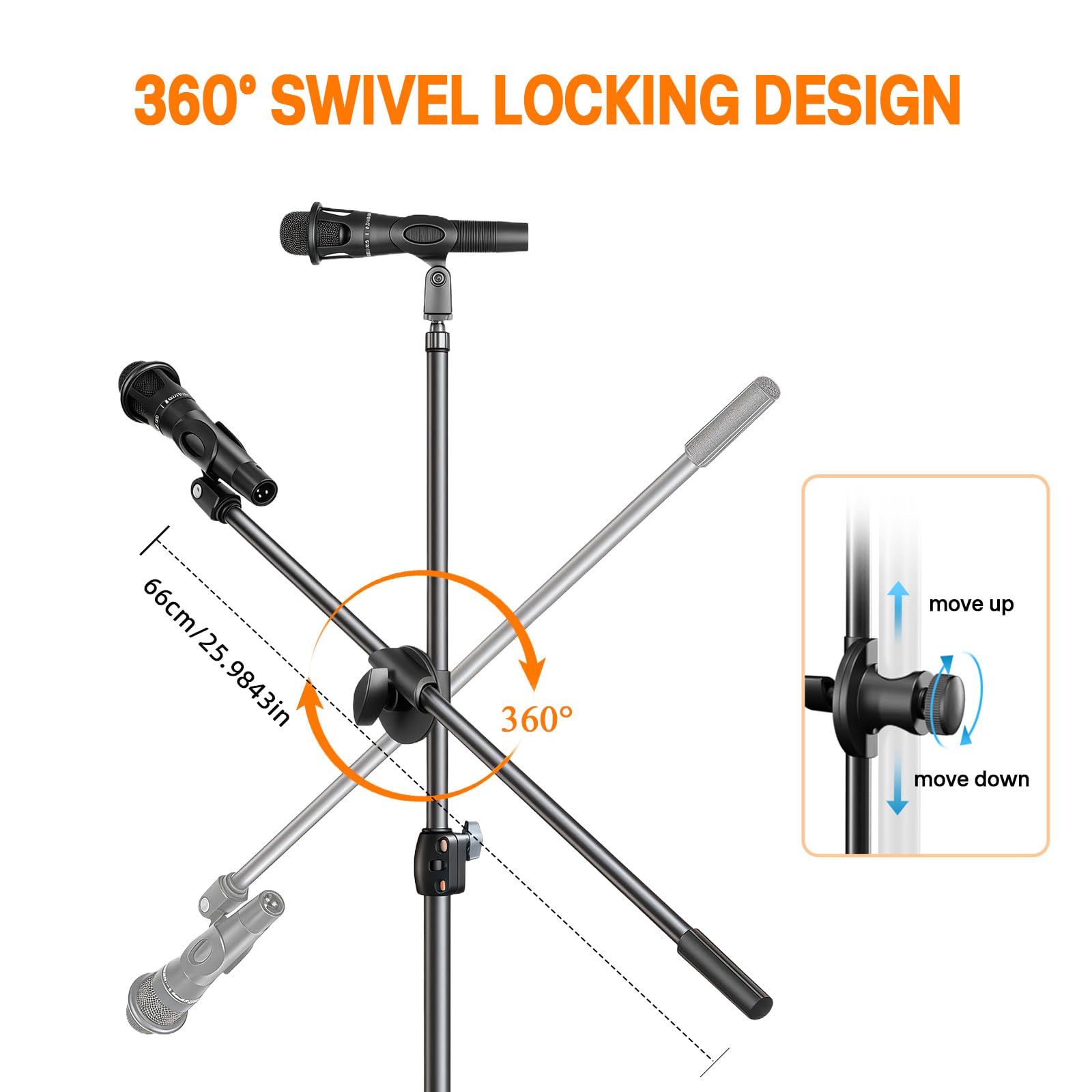 Support de Microphone de bureau Support de Microphone de Table Multifonctionnel réglable avec Clip de Microphone,Clip de Téléphone portable,Adaptateur métallique (Long Stand 2.1M)