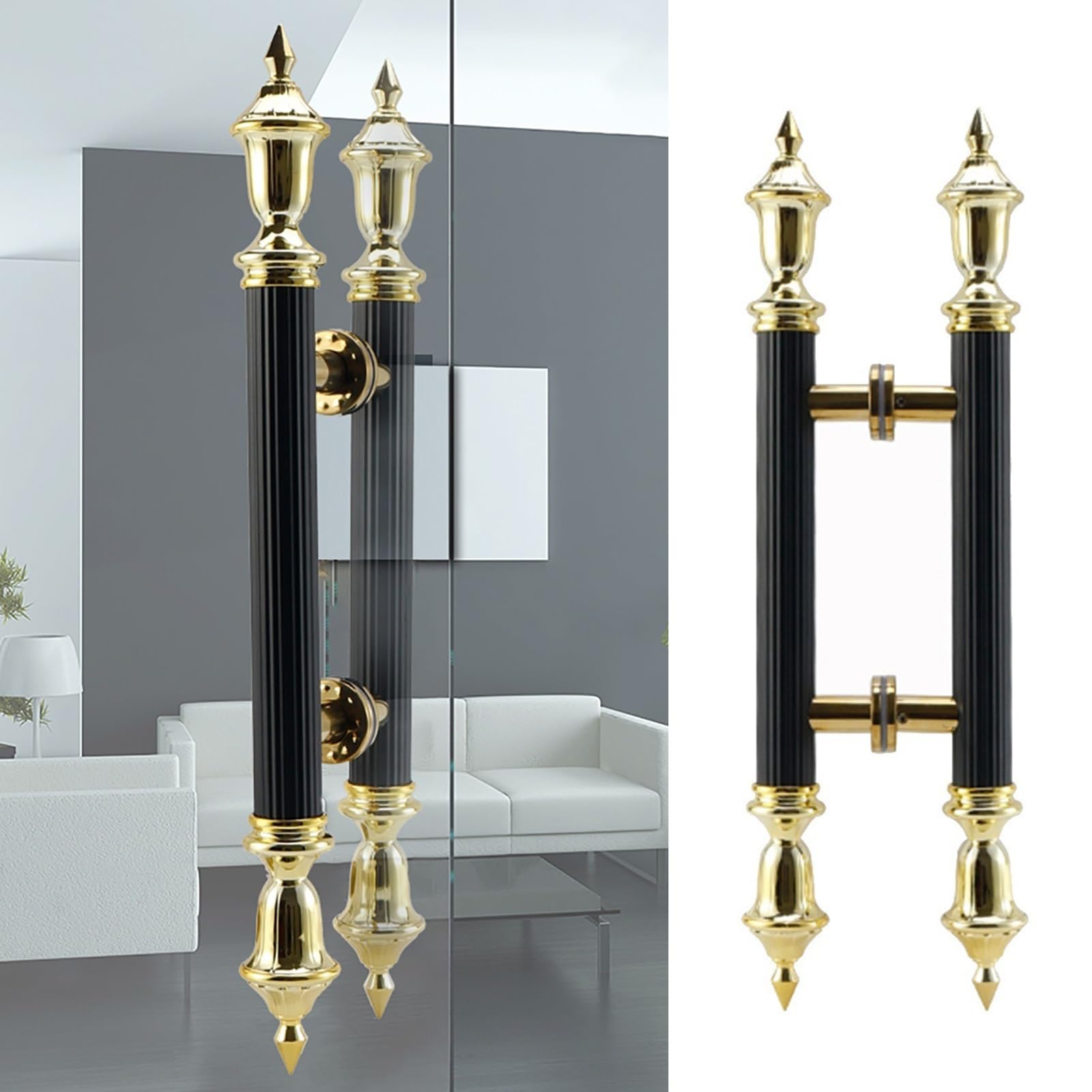 DFGHNBVC European Style Stainless Steel Door Pull Handle, Luxury Black Gold Push Handle Set For Commercial Use, 150Cm - No Lock, Elegant Front Entrance Solution,80Cm (31 1/2