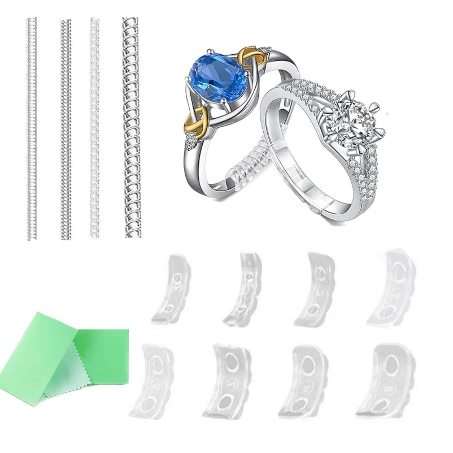 Riduttore Dimensione Anello, 12 Pezzi Invisible Ring Size Adjuster 2 Stili Stringi Anello Invisibile