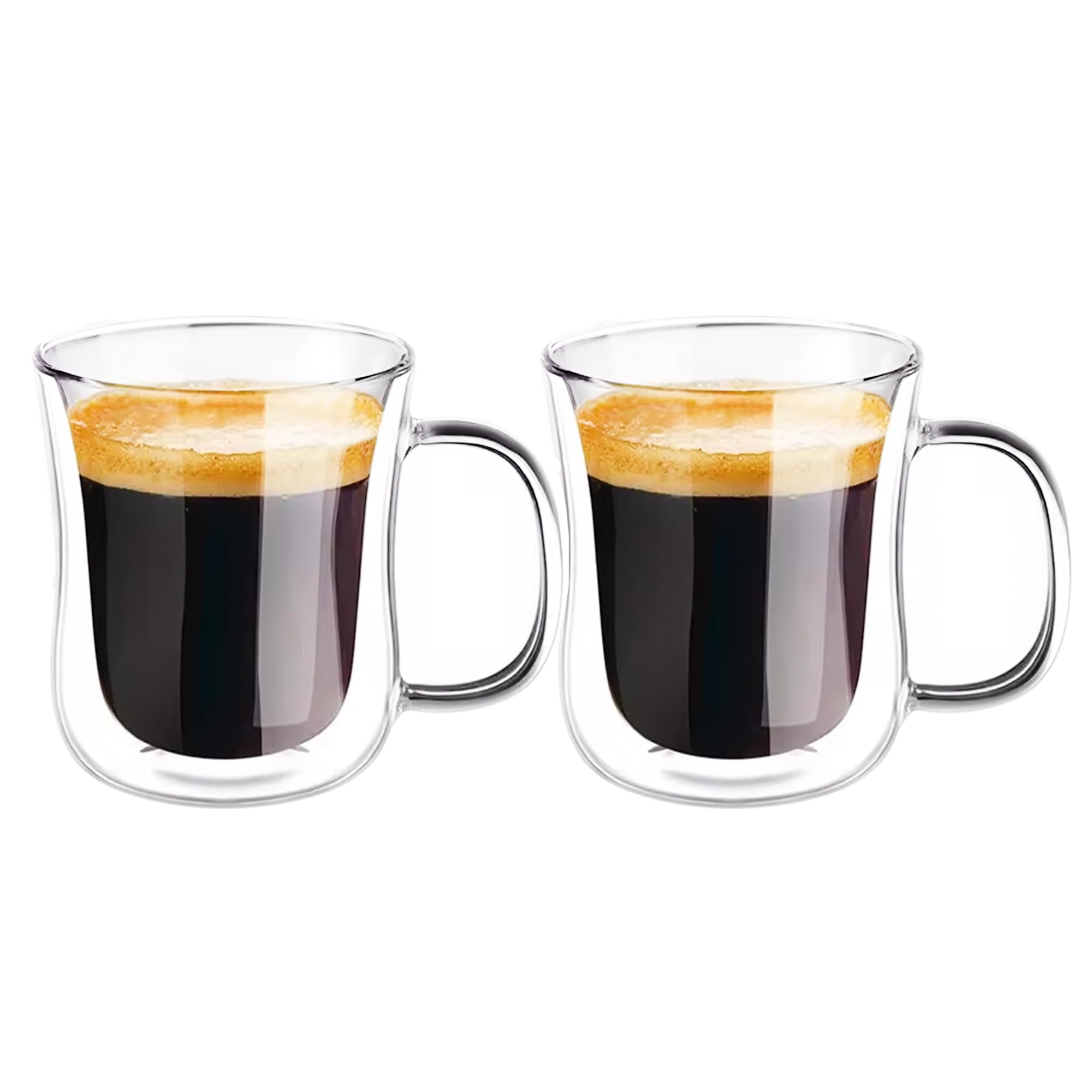 CAPACITEA Heat Resistant Double Walled Glass Cup with Handle 250ml, Pack of 2