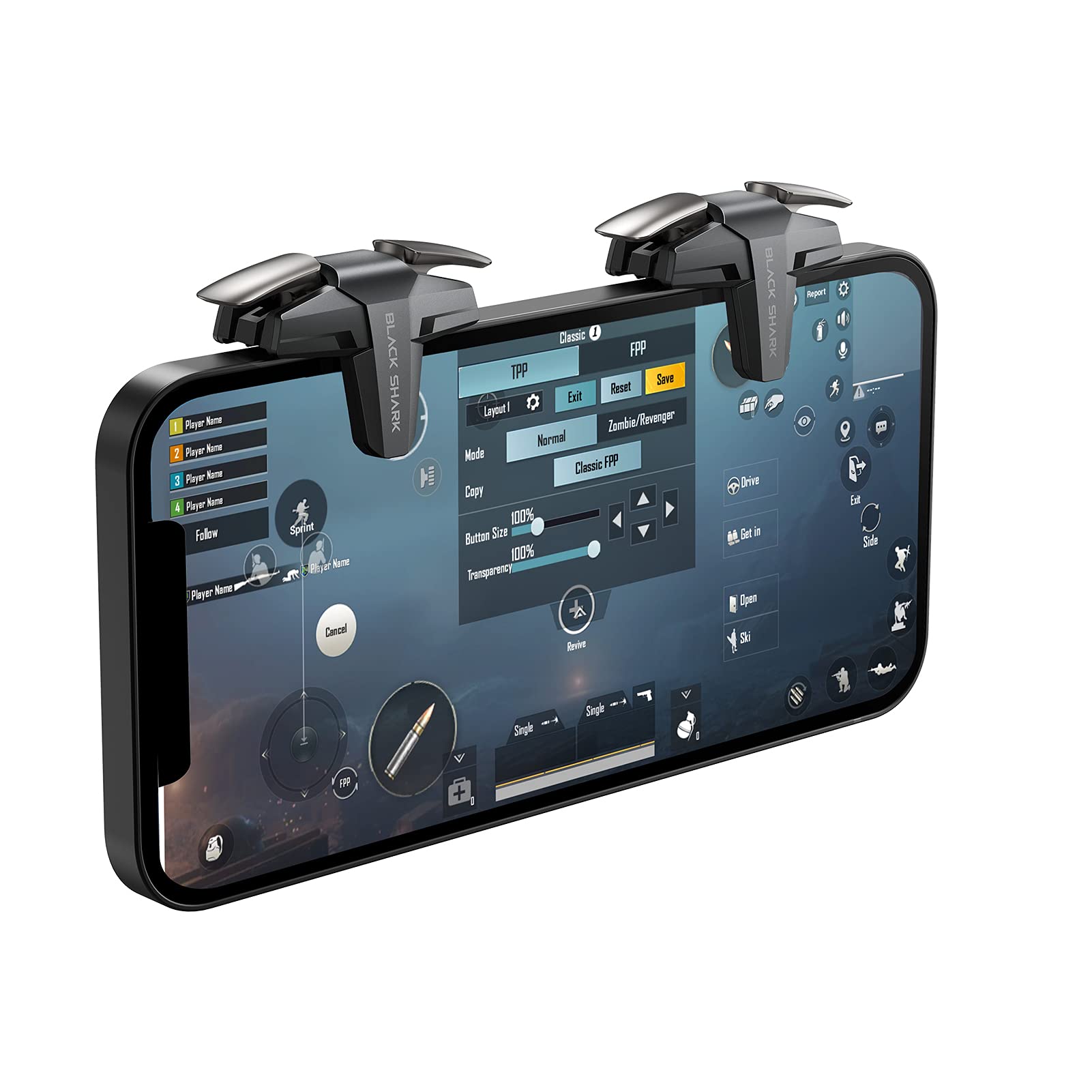 Apobob Black Shark Mobile Game Controller for PUBG/Fortnite Mobile/Rules of Survival/Call of Duty, Mobile Triggers, Sensitive Shoot and Aim L1R1 Mobile Controller Compatible with iOS/ Android (1 Pair)