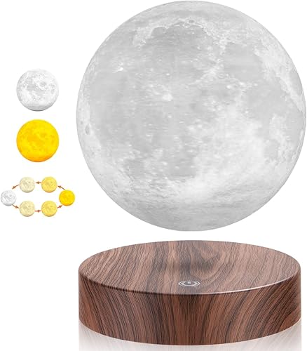 Lámpara de luna flotante, levitación magnética giratoria impresión 3D luz de luna lámparas de levitación globo con 3 modos de colores luces LED de