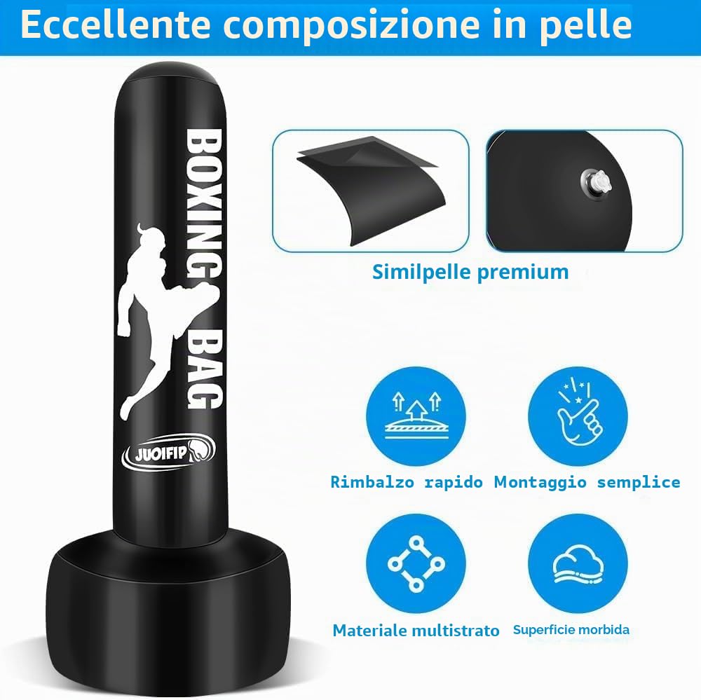 Sacco da boxe in piedi per adulti 180 cm Heavy Bag con supporto Sacco da box gonfiabili Attrezzatura indipendente per l'allenamento di MMA Muay Thai Fitness da usare all'aperto al coperto