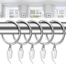 LANSKYLAN 40 Pcs Anneaux Rideaux en Métal, Anneaux pour Tringle à Rideaux, Anneaux et Crochets pour Rideaux, Anneaux de Suspension de Rideaux, pour Rideau Fenêtre/Lit/Douche, Diamètre Intérieur 30 mm