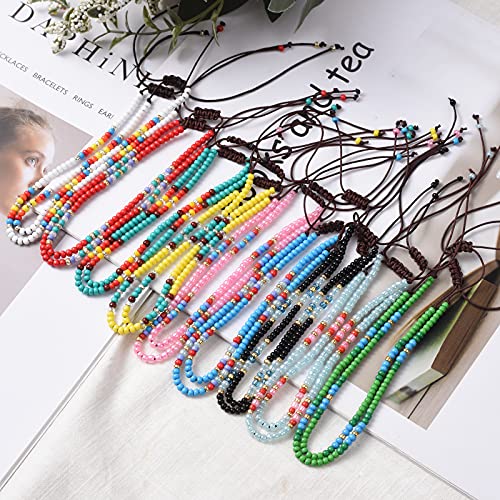 Xijin 10 Pcs Handmade Beaded Anklets For Women Girls Boho Colorful Beads Ankle Bracelets Beach Braided Rope Foot Anklet Set #TOP3