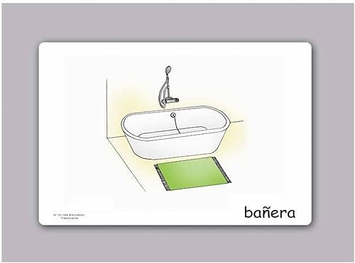 Miniatura 2 de Cuarto de baño flash tarjetas en idioma español a juego con juego de Bingo en un conjuntoTarjetas de vocabulario imagen para bebés, niños, niños y
