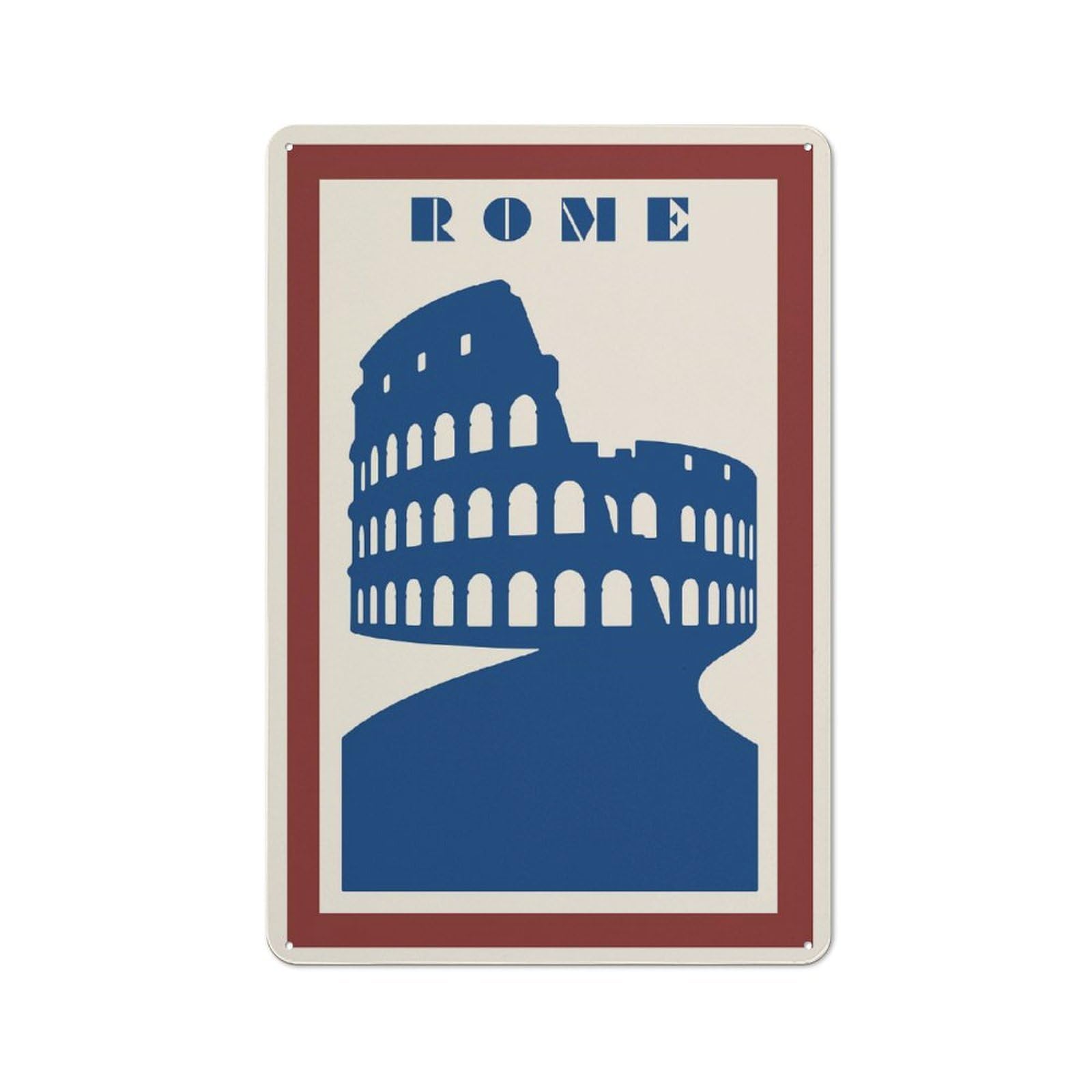 Junmoney Style-18 Vintage Rome Colosseum Vintage Metal Wall Art Sign 30X20cm, Old Style Wall Plaque For Bedroom, Office, Home Bar Or Dining Room
