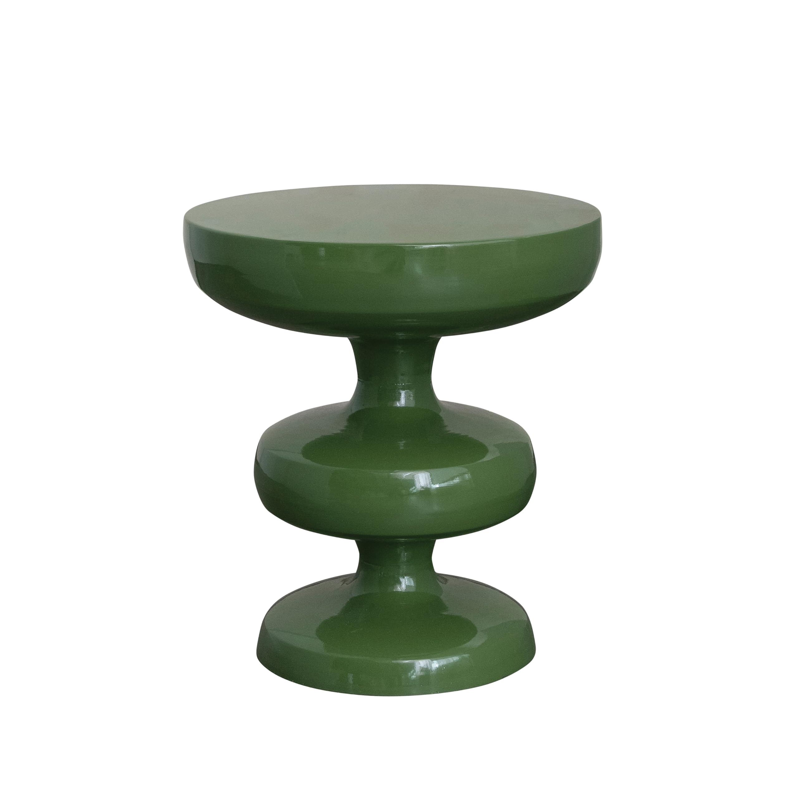 Creative Co-Op Round Metal Accent Table, Green Finish
