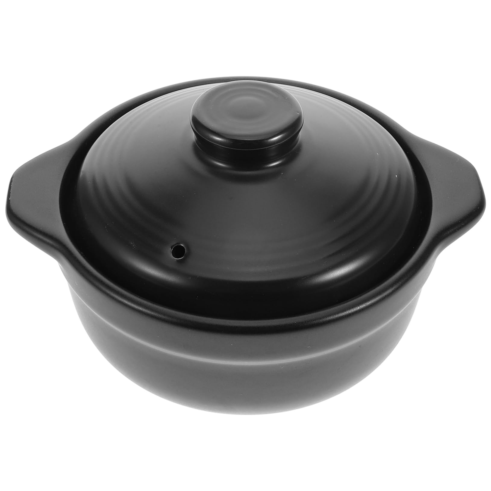 IMIKEYA Pentola in Terracotta Nera Resistente al Calore a Forte Accumulo Termico Doppia Maniglia da 1,26l per Brasare e Preparazioni in Cucina