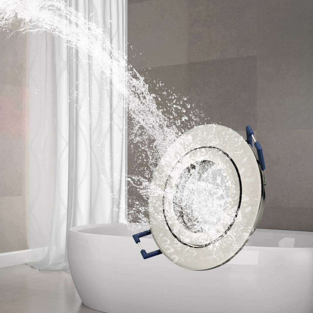 KYOTECH Cornice Faretto Incasso GU10 Impermeabile IP44 per Bagno, Per Alogeno e MR16, Faretti LED da Incasso per Cartongesso, Set da 6