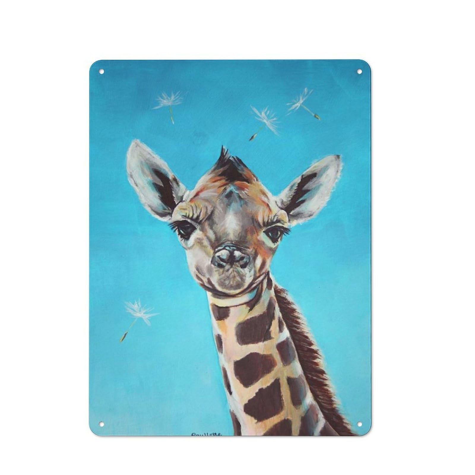 Junmoney Giraffe Vintage Metal Gift Sign 40X30cm, Novelty Wall Art For Hallway, Home Bar, Garage Or Study