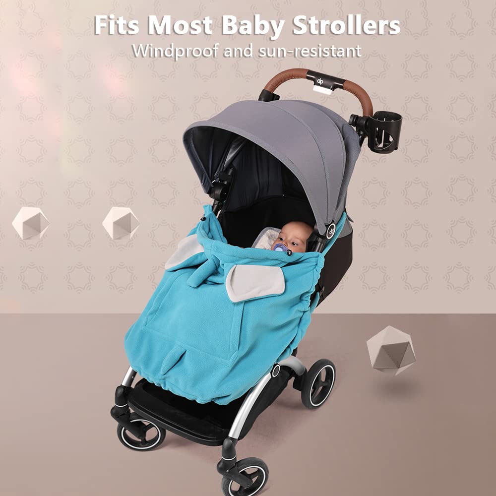 Housse de porte-bébé Coupe-vent Cape Extensible avec Poche pour Poussette Kaki D'hiver