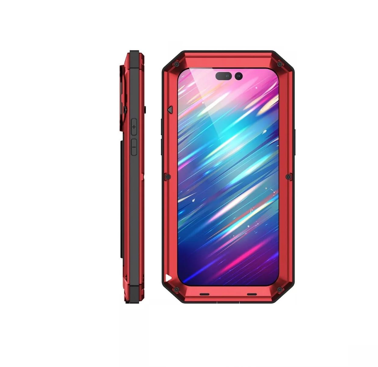 Generic Per Samsung Galaxy S23 PLUS (Colore: ROSSO) Custodia rigida in silicone antiurto in metallo