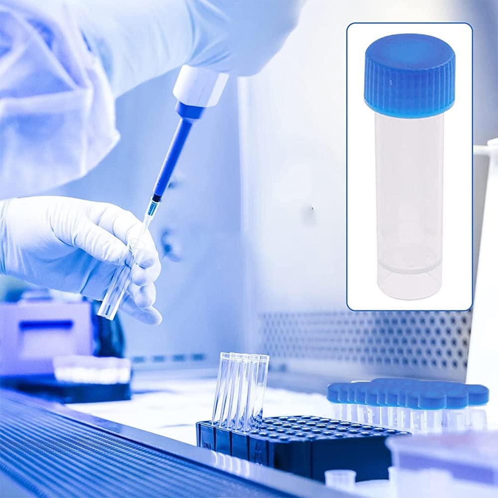 Chillers Provette in plastica Trasparente con Tappo a Vite Blu, 5ml provetta in plastica Trasparente provetta da centrifuga provetta provetta barattoli di spezie (Size : 300pc)