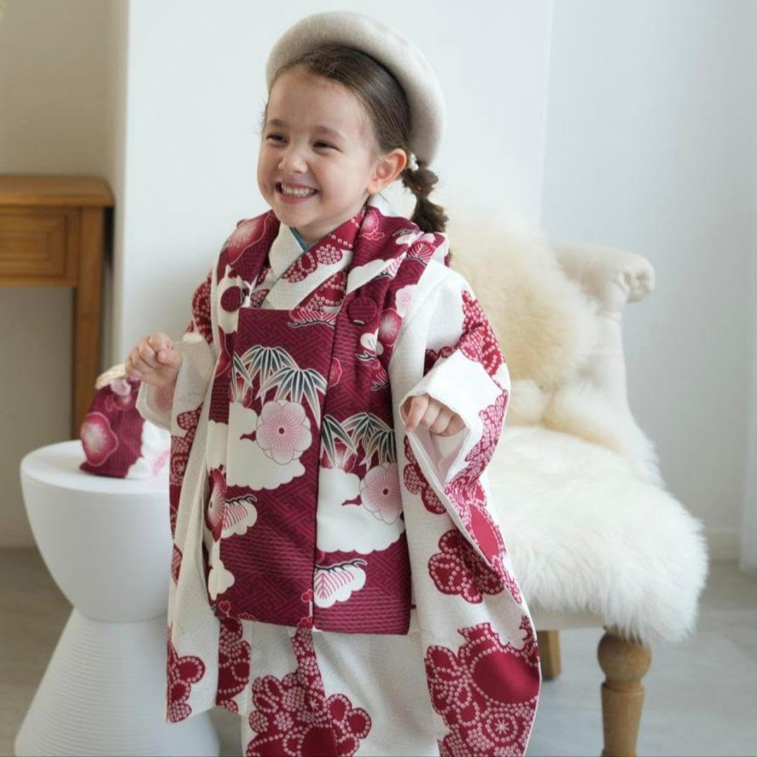 クリーニング済み 七五三 7歳 ハーフ成人式 着物 四つ身 ピンク 古典柄