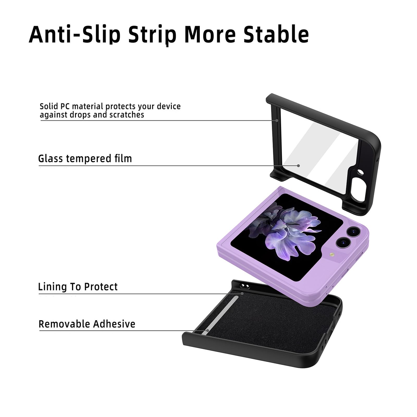 Etui portfelowe na telefon Samsung Galaxy Z Flip 6, skórzane etui o fakturze liczi, z przegródkami na karty, wąska folia obiektywu, odporna na wstrząsy, szare, z klapką 6